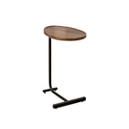 Brown and Black Solid Wood and Steel Oval End Tables - 24-inch