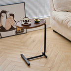 Brown and Black Solid Wood and Steel Oval End Tables - 24-inch
