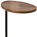 Brown and Black Solid Wood and Steel Oval End Tables - 24-inch