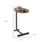 Brown and Black Solid Wood and Steel Oval End Tables - 24-inch