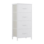 White Fabric Wood and Metal Four Drawer Lingerie Chest - 18-inch