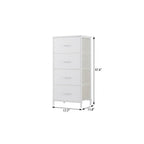 White Fabric Wood and Metal Four Drawer Lingerie Chest - 18-inch