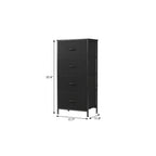 Black Fabric Wood and Metal Four Drawer Lingerie Chest - 18-inch