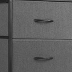 Black and Gray Fabric Wood and Metal Four Drawer Dresser - 18-inch