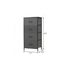 Black and Gray Fabric Wood and Metal Four Drawer Dresser - 18-inch
