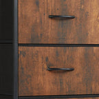 Black and Brown Fabric Wood and Metal Four Drawer Dresser - 18-inch