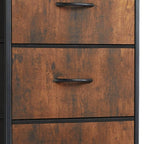 Black and Brown Fabric Wood and Metal Four Drawer Dresser - 18-inch