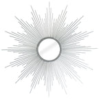 Silver Metal Sunburst Geometric Framed Accent Mirror - 32-inch