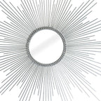 Silver Metal Sunburst Geometric Framed Accent Mirror - 32-inch