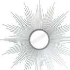 Silver Metal Sunburst Geometric Framed Accent Mirror - 32-inch