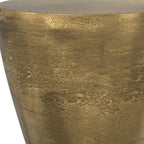 Antiqued Brass Aluminum Round Drum End Table - 18-inch