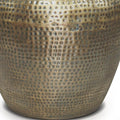 Antiqued Gold Distressed Iron Round Drum End Table - 18-inch