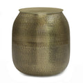 Antiqued Gold Iron Round Drum End Table - 21-inch