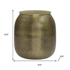 Antiqued Gold Iron Round Drum End Table - 21-inch
