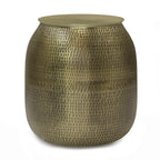 Antiqued Gold Iron Round Drum End Table - 21-inch