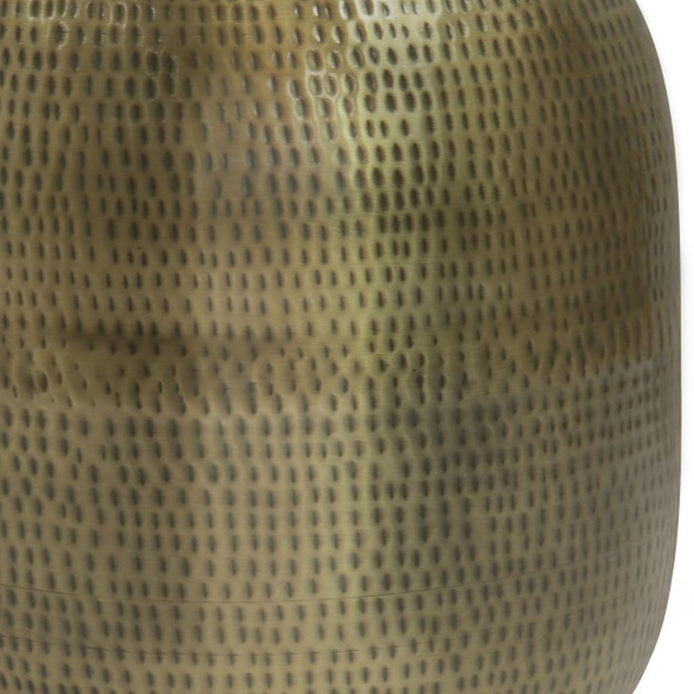 Antiqued Gold Iron Round Drum End Table - 21-inch