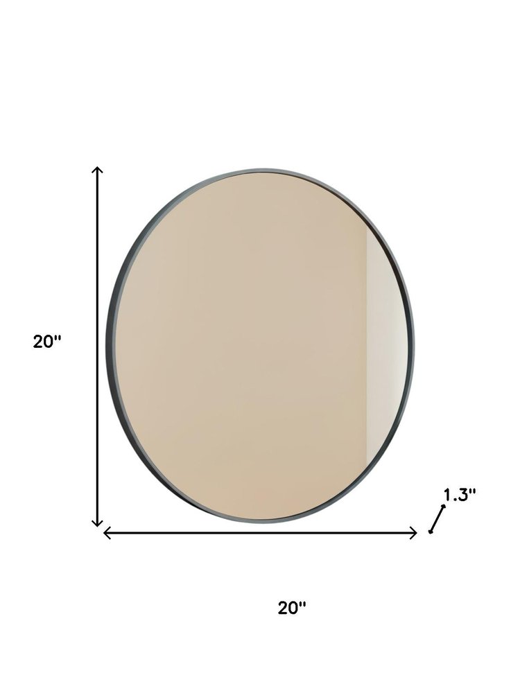 Black Metal Round Framed Bathroom Vanity Mirror - 20-inch