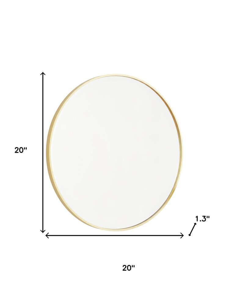 Gold Metal Round Framed Bathroom Vanity Mirror - 20-inch