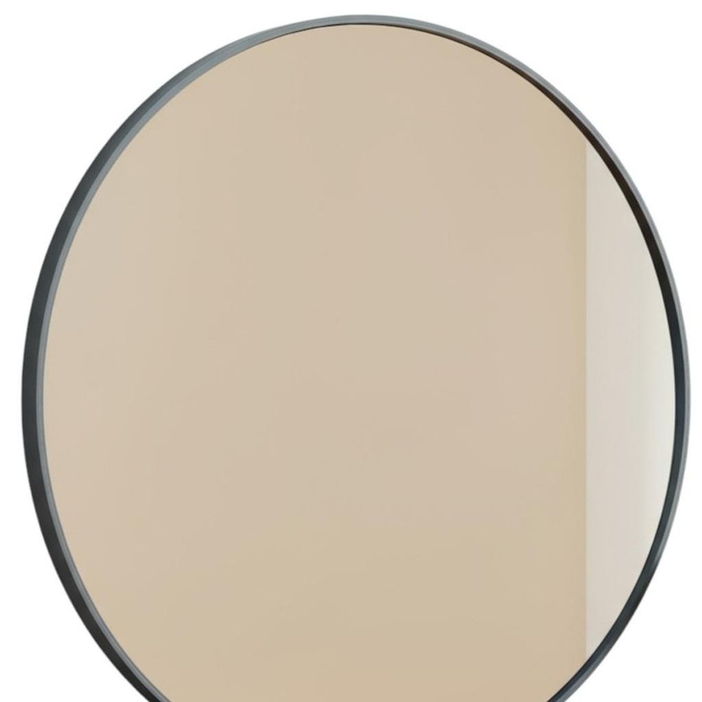 Black Metal Round Framed Bathroom Vanity Mirror - 24-inch