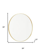 Gold Metal Round Framed Bathroom Vanity Mirror - 24-inch