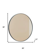 Black Metal Round Framed Bathroom Vanity Mirror - 30-inch