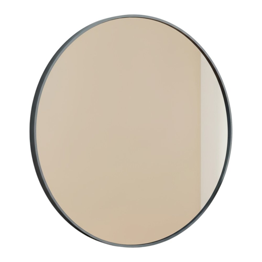 Black Metal Round Framed Bathroom Vanity Mirror - 30-inch
