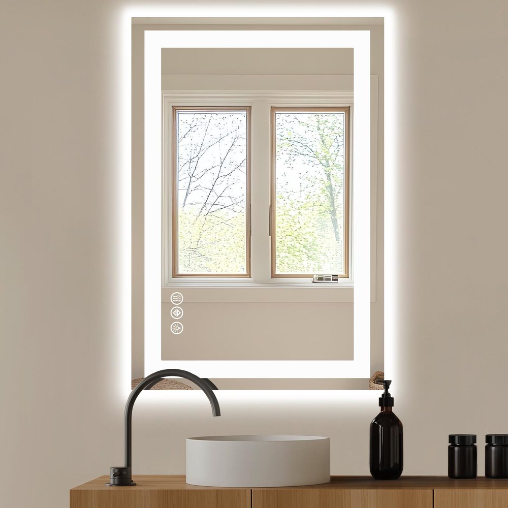 Clear Lighted Frameless Bathroom Vanity Mirror - 24-inch