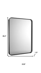 Black Metal Floating Framed Bathroom Vanity Mirror - 35-inch