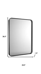 Black Metal Floating Framed Bathroom Vanity Mirror - 39-inch
