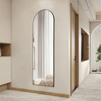 Black Metal Arch Freestanding and Wall Mount Framed Full Length Mirror - 63-inch