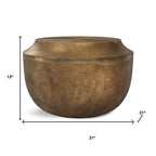 Antiqued Brass Aluminum Round Drum End Table - 13-inch