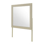 Natural Wood Square Frame Mounted Dresser Mirror - 35-inch