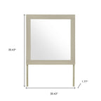 Natural Wood Square Frame Mounted Dresser Mirror - 35-inch