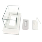 White and Clear Metal and Glass Bioethanol Portable Tabletop Firepit - 14-inch