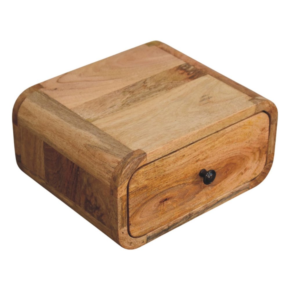 Oak Solid Wood One Drawer Floating Nightstand - 12-inch