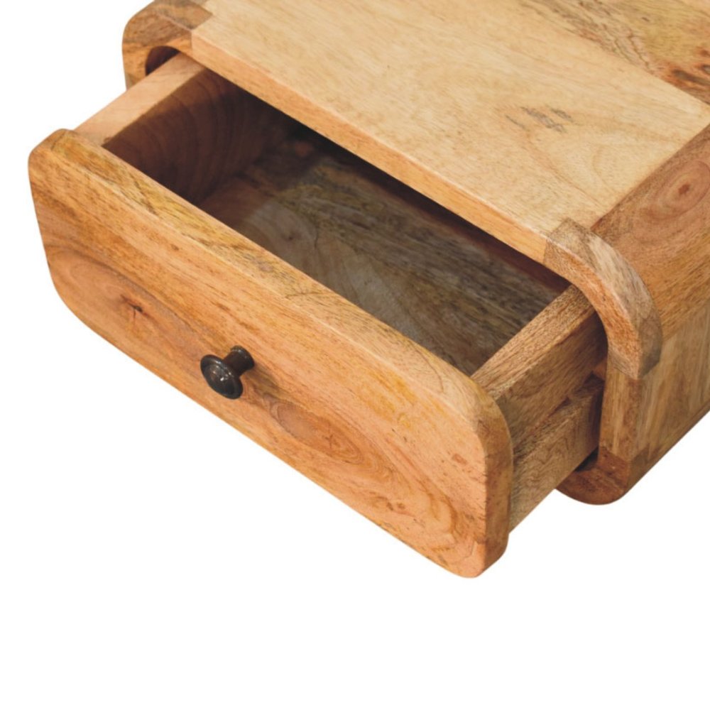 Oak Solid Wood One Drawer Floating Nightstand - 12-inch