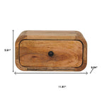 Oak Solid Wood One Drawer Floating Nightstand - 12-inch