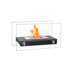 8000 Btu 14 Black and Silver Glass and Stainless Steel Bio-Ethanol Fuel Portable Rectangular Fire Pit