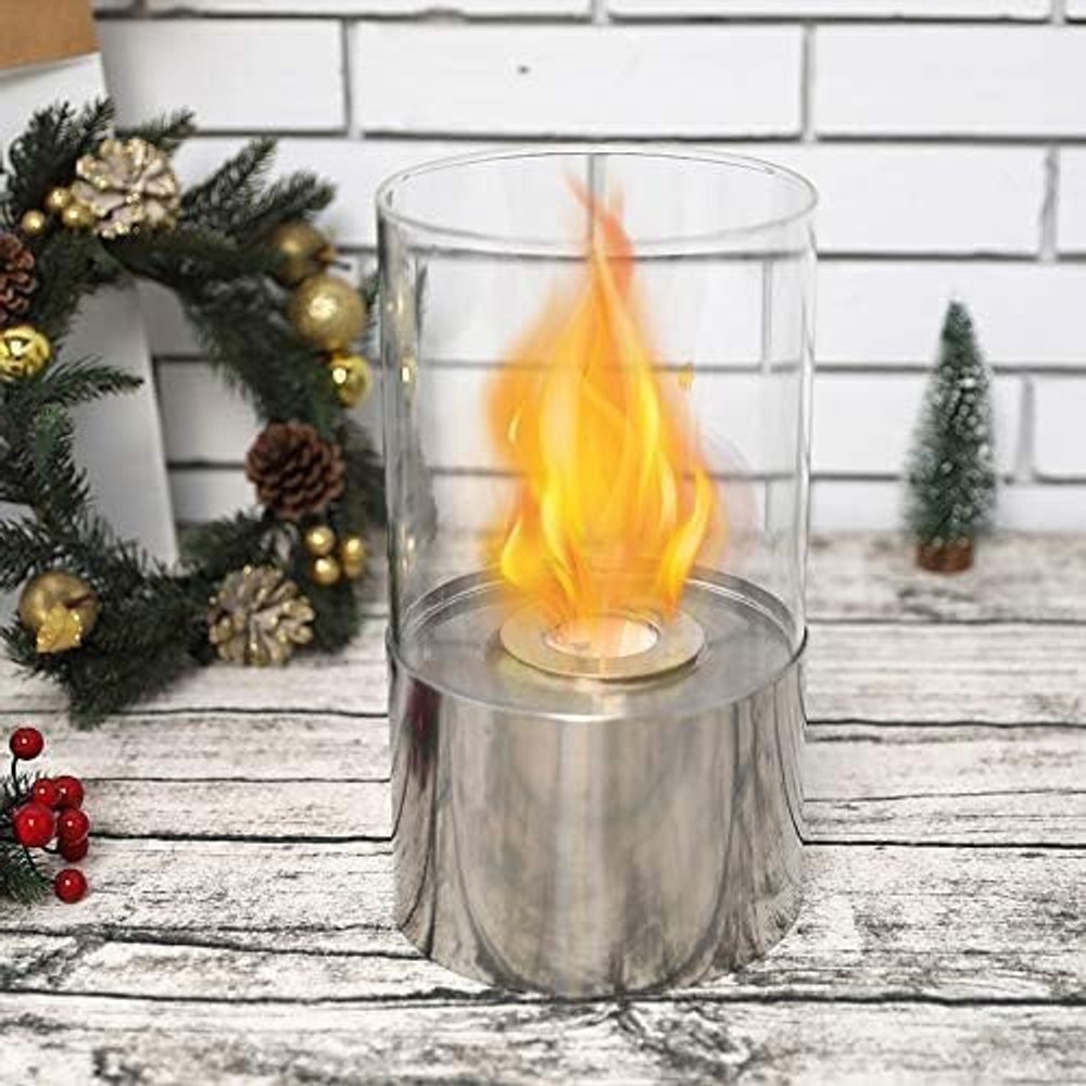 Silver Stainless Steel Bioethanol Portable Firepit - 11-inch