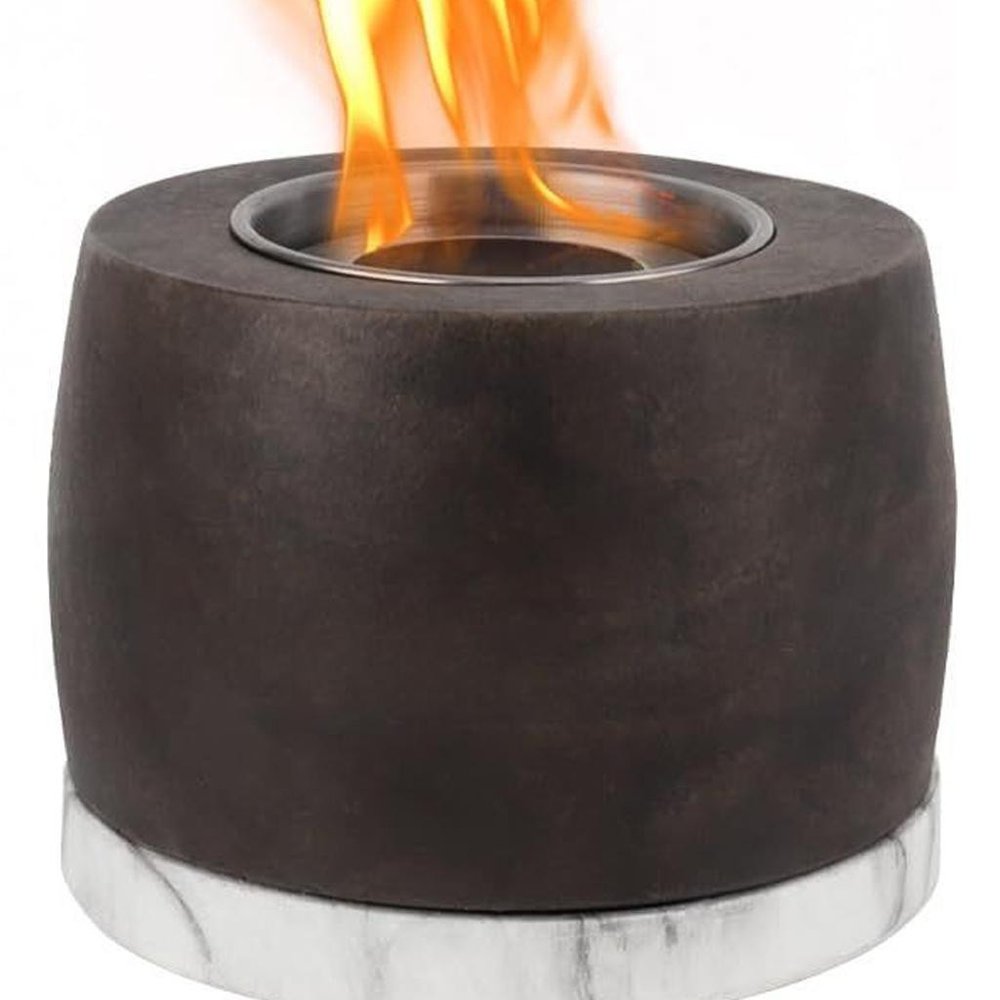 8000 Btu 7 Black Stainless Steel Bio-Ethanol Fuel Portable Round Fire Pit