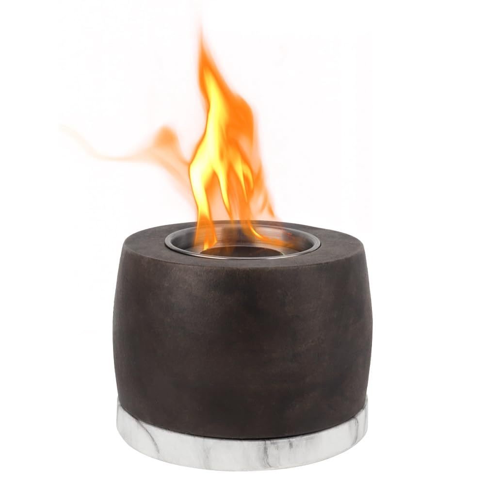 8000 Btu 7 Black Stainless Steel Bio-Ethanol Fuel Portable Round Fire Pit