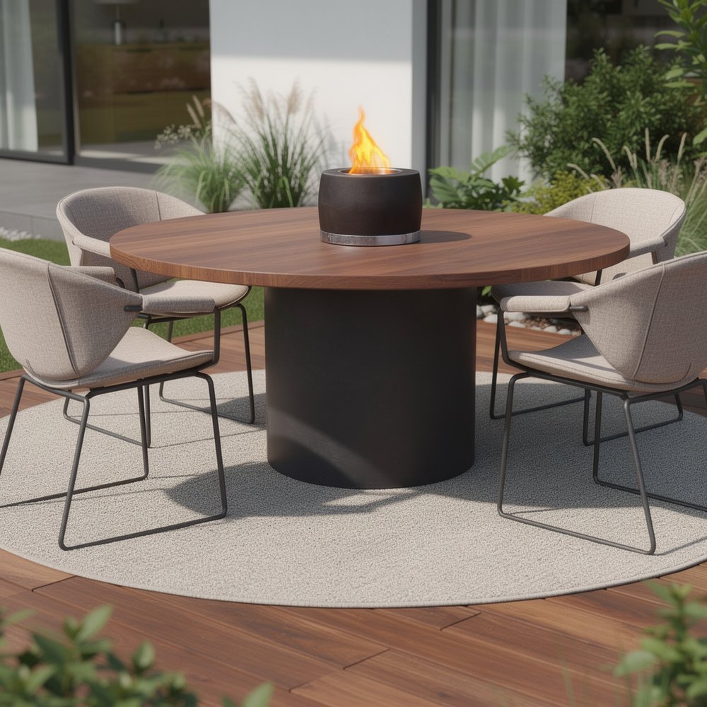 8000 Btu 7 Black Stainless Steel Bio-Ethanol Fuel Portable Round Fire Pit