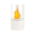 White and Clear Stainless Steel and Glass Bioethanol Portable Tabletop Firepit