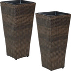 Set of Two 11 X 11 Brown Heavy Duty Plastic Square Pot Planter