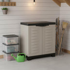 Black and Gray Plastic Accent Cabinet with Two Doors - 23-inch