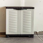 Black and Gray Plastic Accent Cabinet with Two Doors - 23-inch