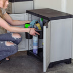 Black and Gray Plastic Accent Cabinet with Two Doors - 23-inch