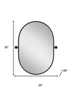 Black Aluminum Oval Adjustable Tilting Framed Accent Mirror - 32-inch
