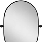 Black Aluminum Oval Adjustable Tilting Framed Accent Mirror - 32-inch