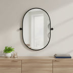 Black Aluminum Oval Adjustable Tilting Framed Accent Mirror - 32-inch